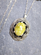 RARE Sterling SILVER Connemara Marble Pendant Necklace Miracle on 18" Chain - 9g