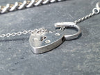 Vintage Silver Link Bracelet with heart padlock clasp c 1975, 18cm - 18.9g