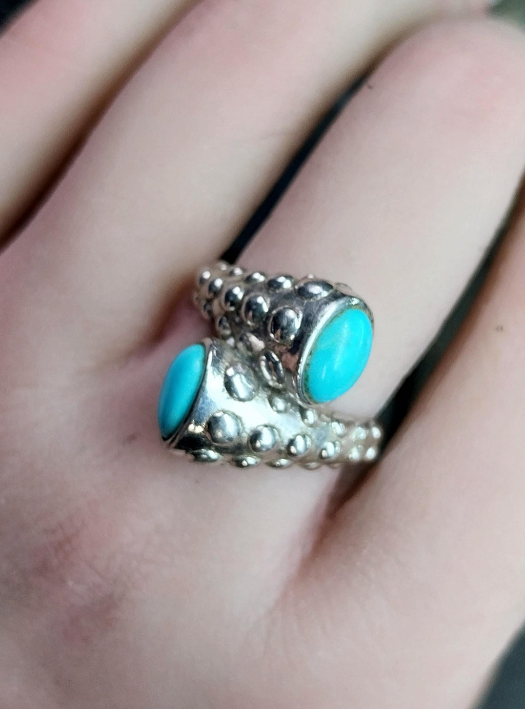 TURQUOISE Snake RING Sterling Silver - uk size N (us 6.5) - 6.5g