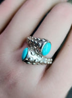 TURQUOISE Snake RING Sterling Silver - uk size N (us 6.5) - 6.5g
