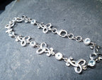 Sterling Silver Bracelet with Celtic Knot Links and Blue Stones -  7.7g