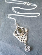 Vintage Sterling Silver Smoky quartz PENDANT NECKLACE - 20" - 6.3g