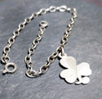 Vintage SILVER LINK BRACELET with Three Leaf Clover Charm - 5.2g