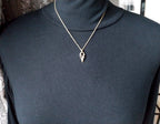 Vintage 9ct Gold Sapphire Pendant Necklace Leaf / Feather on 18" - 1.8g
