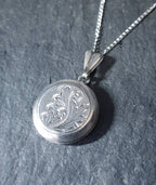 Edwardian Round Small LOCKET Hallmarked Silver on  16" Chain - 4.2g