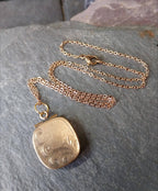 ANTIQUE Rectangular Oval LOCKET - Pinchbeck Gilt on 18" Chain - 7.9g