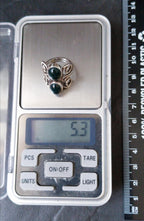 Vintage SILVER Double Bloodstone Agate RING - uk size L (us 5.5) - 5.3g