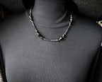Vintage Jet Black Bead Necklace with 9ct gold spacers - 20" - 21.2g