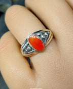 Vintage CARNELIAN STERLING SILVER Ring - uk size P 1/2 (us 8) - 4.4g