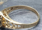Vintage 9ct GOLD Smoky Quartz Ring - Size uk P (us 7.5) - 2g