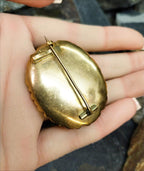 Antique Victorian Mourning Brooch 9ct Gold, Blood Red - 20.5g