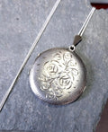 Huge Silver CIRCULAR LOCKET Necklace - Double Rose with 20" Chain - Joseph Smith - 10.9g