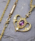 Antique Drop Pendant and Chain Necklace with Barrel Clasp - Rolled Gold - 18" - 6.5g
