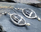 Sterling Silver CELTIC ROSE Dangle Earrings - with Purple amethyst Stone - 4.2g