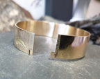 Vintage 9ct Rolled GOLD Wide BANGLE BRACELET - Fern Leaf - 50 Microns 9ct - 28.9g