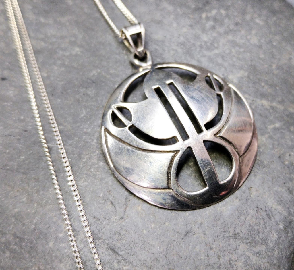 Vintage Large KIT HEATH Necklace Pendant - Sterling Silver 18" - 8.5g