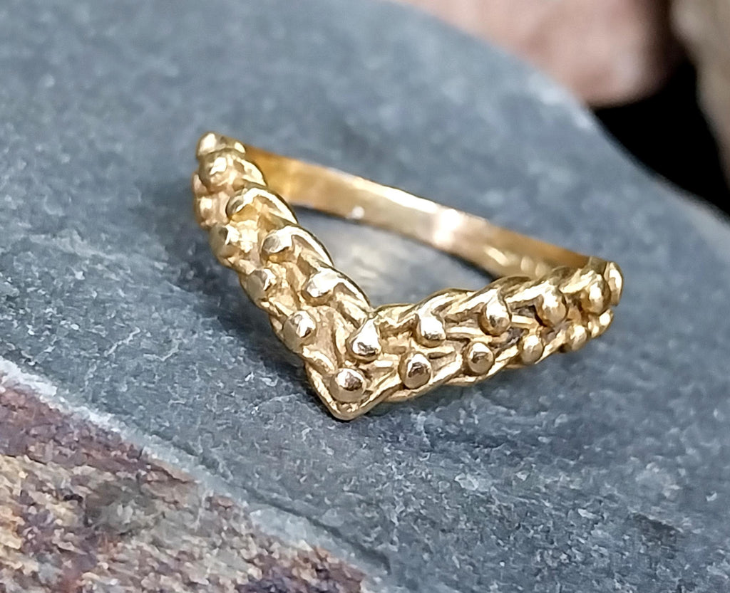 Vintage 9ct GOLD WISHBONE KEEPERS Ring - uk size N (us 6.5) - 1.9g