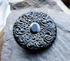 Antique Victorian Gutta Percha Brooch - Large circle Design - 6.2g