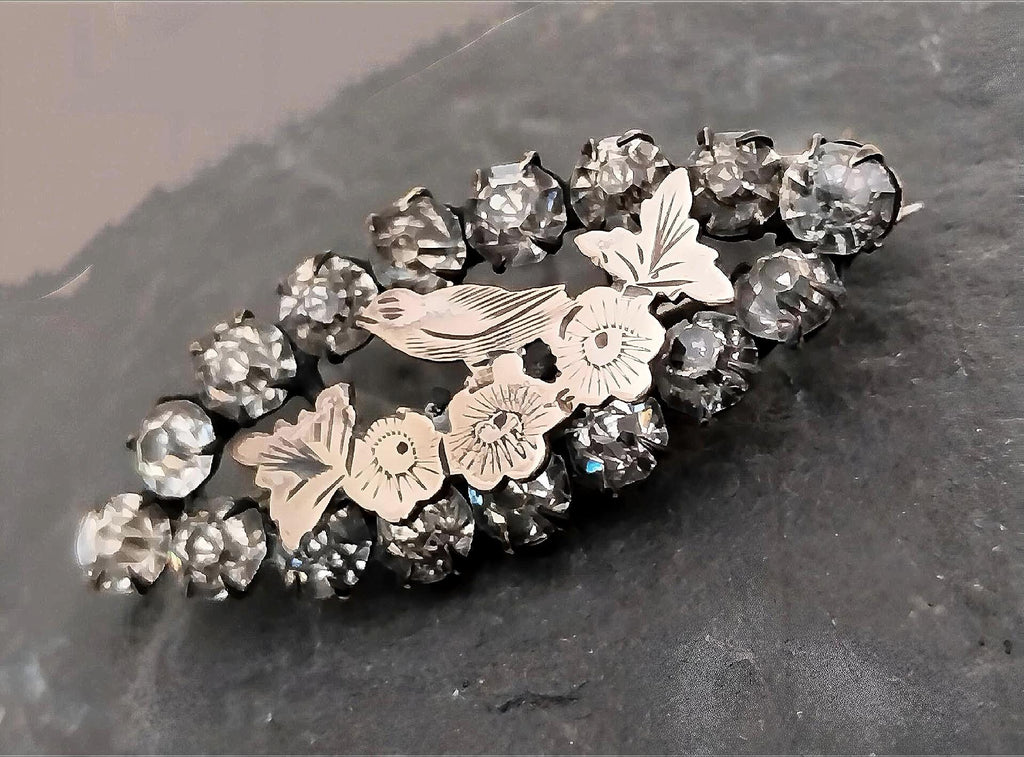 VICTORIAN PASTE STONE Brooch - Sweetheart, Songbird with Rose Gold Front 5.5g