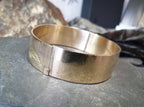 Vintage 9ct Rolled GOLD Wide BANGLE BRACELET - Fern Leaf - 50 Microns 9ct - 28.9g