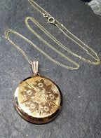 GEORG JENSEN 9ct Gold  Five Flower Locket - with 20" Gold Chain - 8.2g