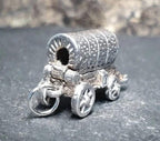 Vintage Silver COWBOY / GYPSY WAGON Charm - Opens Up - Bracelet - 5.1g