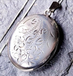 Large Vintage Silver LOCKET Necklace - Joseph Smith on 18" Sterling Chain - 10.4g