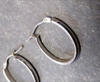 Vintage 9ct White Gold Medium HOOP EARRINGS - 20mm  - 1.2g