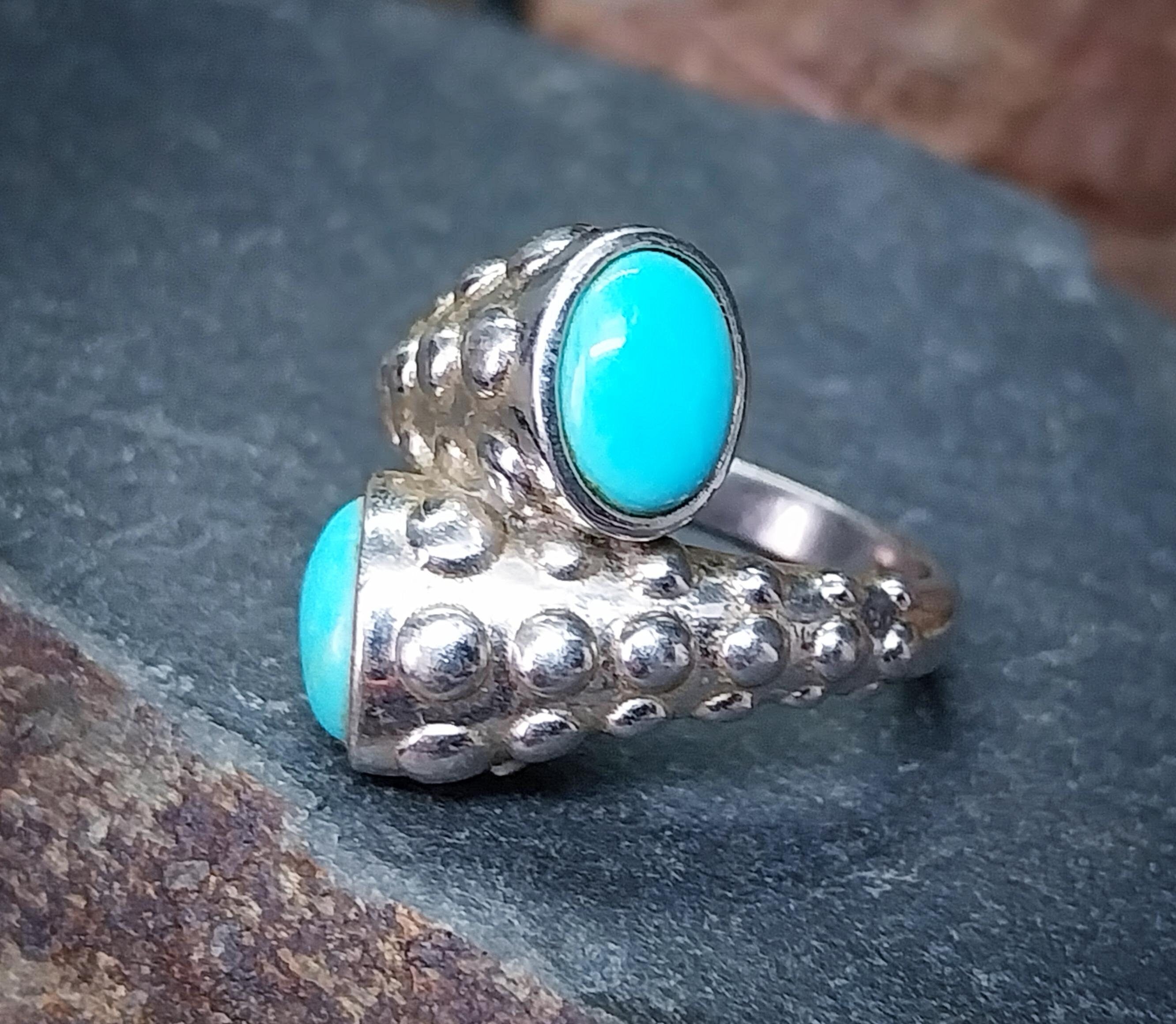 TURQUOISE Snake RING Sterling Silver - uk size N (us 6.5) - 6.5g