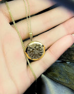 GEORG JENSEN 9ct Gold  Two Flower Locket - with 18" Gold Chain - 4.3g