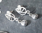 SILVER Necklace and Matching Earrings Gift Set - Celtic Leaf and Rose Bud - 4.1g