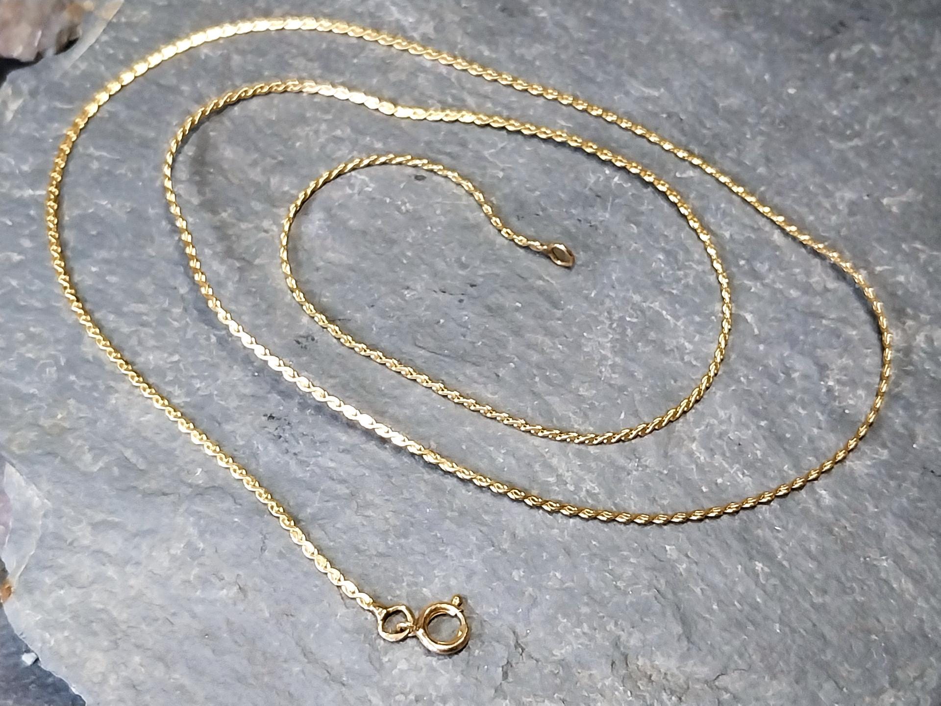 9ct GOLD Snake Style CHAIN Necklace - 18" Long - Hallmarked - 2.7g