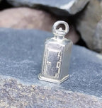 Vintage Silver LANTERN LAMP CHARM - with Red Glass for Bracelet - 3.8g