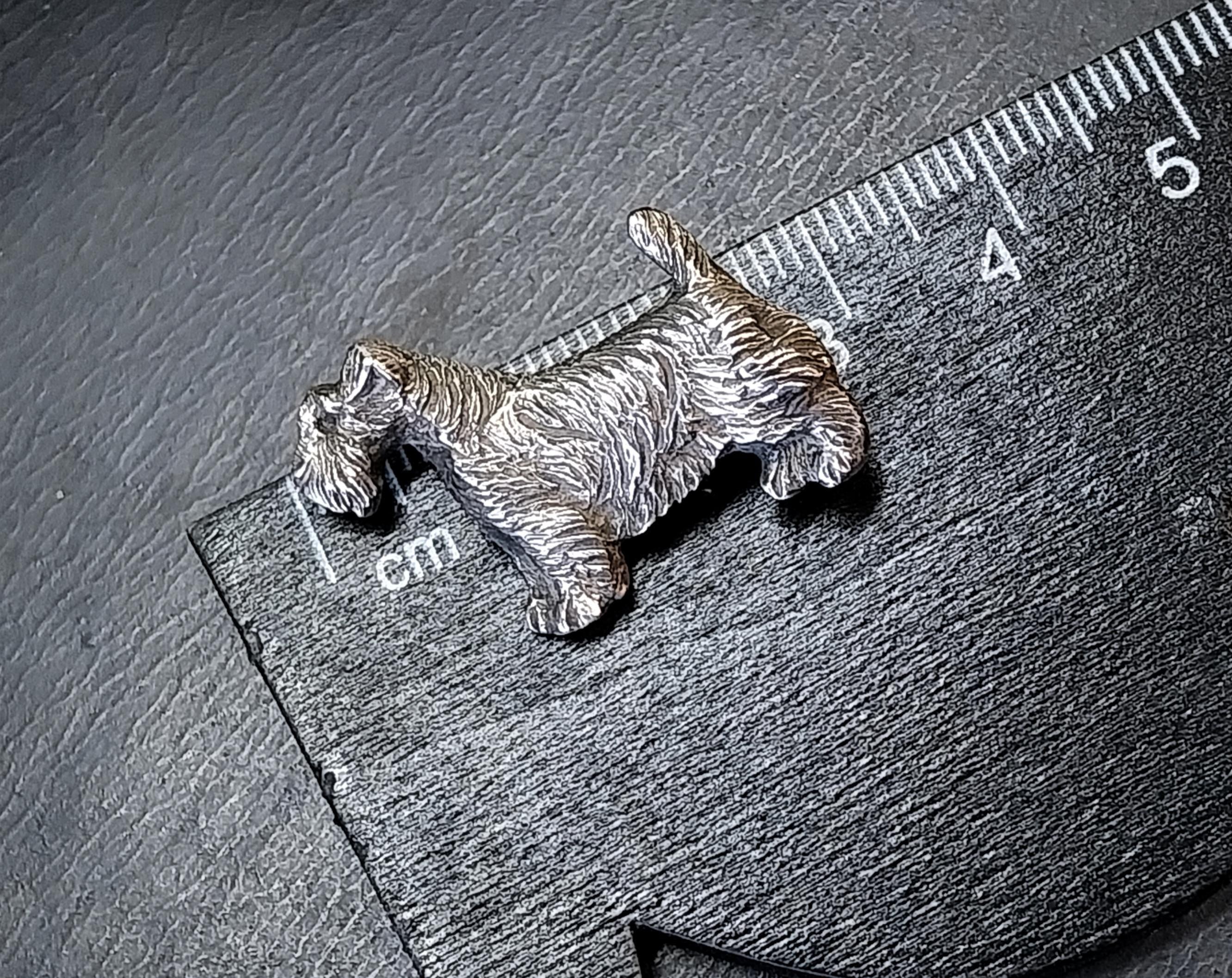 Vintage Dog Brooch - sterling Silver Terrier, Schnauzer - 5.4g