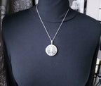 Large Sterling Silver Circular LOCKET Necklace -  on 20" Chain c 1973 - 8.4g