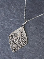 Vintage Sterling Silver Pendant Necklace Autumn Leaf on 18" Chain - 3g