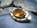 Large Antique VICTORIAN BROOCH - Citrine Coloured Gemstone 12.8g