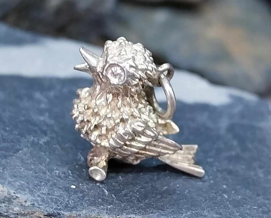 Vintage SILVER Bird on Branch CHARM - Pendant - 4.8g