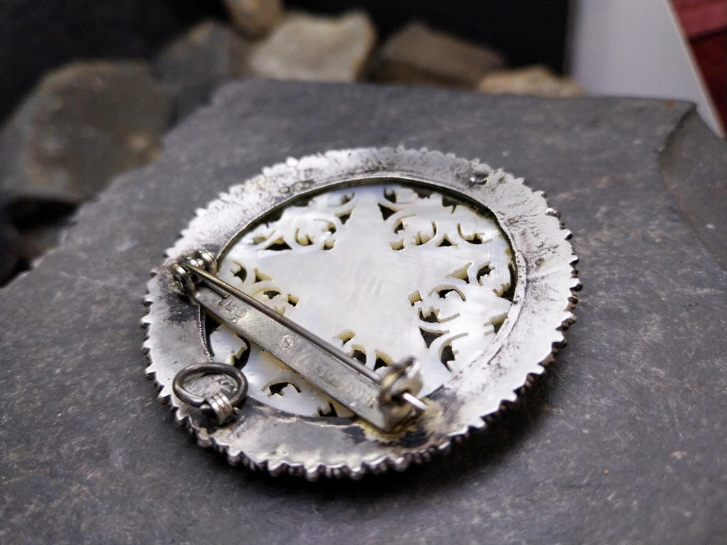 Large Vintage Sterling Silver and Mother of Pearl Christmas Star Brooch 17.2g