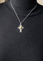 Heathergems CELTIC CROSS Pendant Necklace - Sterling Silver on 18" Chain - 3.4g