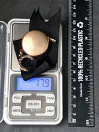Antique Watch Ribbon with Large Round Photo locket fob - gilt pinchbeck  - 17.9g