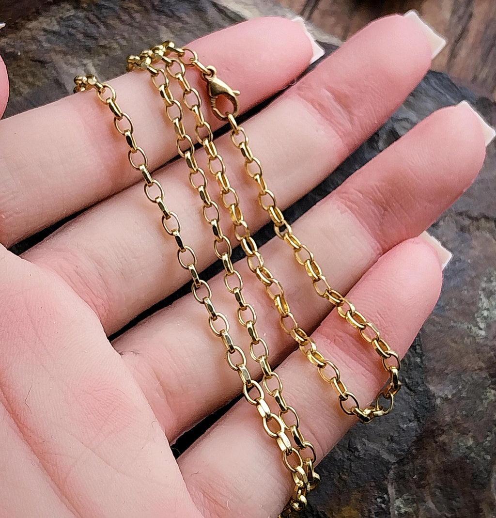 Vintage 9ct GOLD BELCHER CHAIN Necklace - 18" Long - 5g
