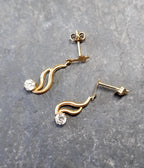 Vintage 9ct Gold Twist DROP EARRINGS - Dangling - 0.6g
