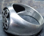 Vintage SILVER CELTIC SPIRAL Signet Ring - Size uk T ( usa 9.5) - 9.3g