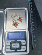Sterling Silver Dangly Earrings - with Amber gemstone - 5g