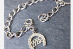 Vintage SILVER Charm BRACELET with Good-luck Horseshoe - 17.5cm - 8.7g