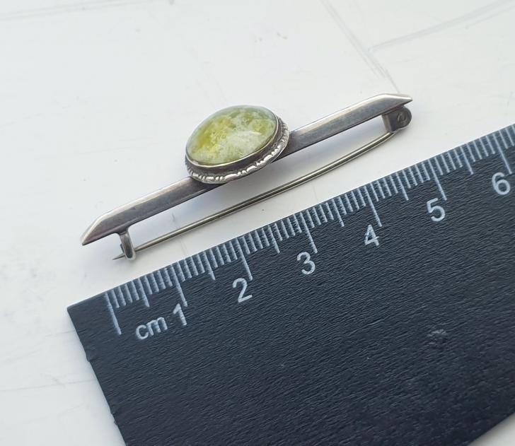 Vintage Sterling Silver Connemara Marble Brooch - Tie Pin - 4.2g