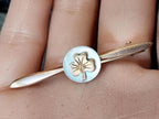 Vintage Three Leaf Clover Brooch -  on Mother of Pearl - 1.9g