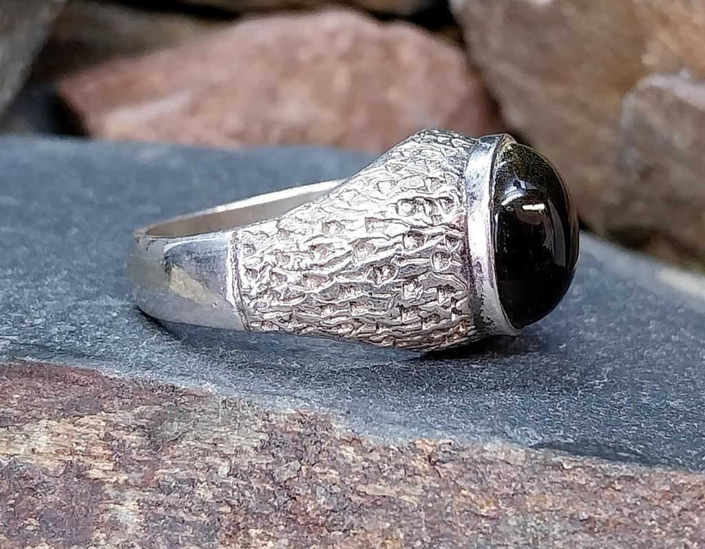 Vintage SILVER Signet RING - Tigers Eye Gemstone - Size uk T ( us 9.5) - 7.7g