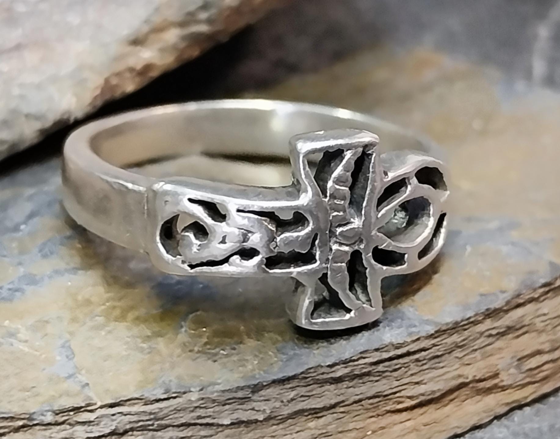 Silver ANKH RING -  Cross Symbol of Life - Size uk N ( us 6.5) - 3.3g